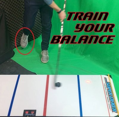 Stickhandling on One Foot for Balance and Core Strength