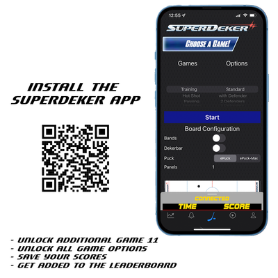 Hockey Drills for Beginners, Experts, and PROs are all included with the SuperDekerPRO on the SuperDeker App! Now with an larger ice tile surface, there is plenty of room for advanced hockey training!